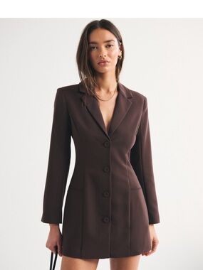 Tailored Chocolate Brown Women's Blazer Dress